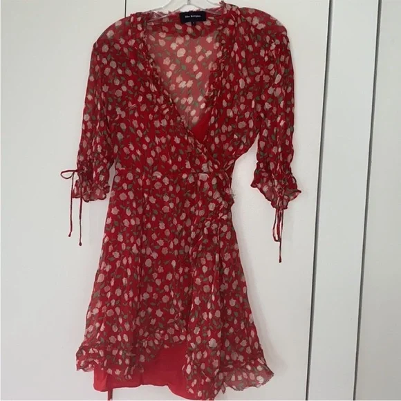 The Kooples Red Floral Wrap Dress - Picture 2 of 4